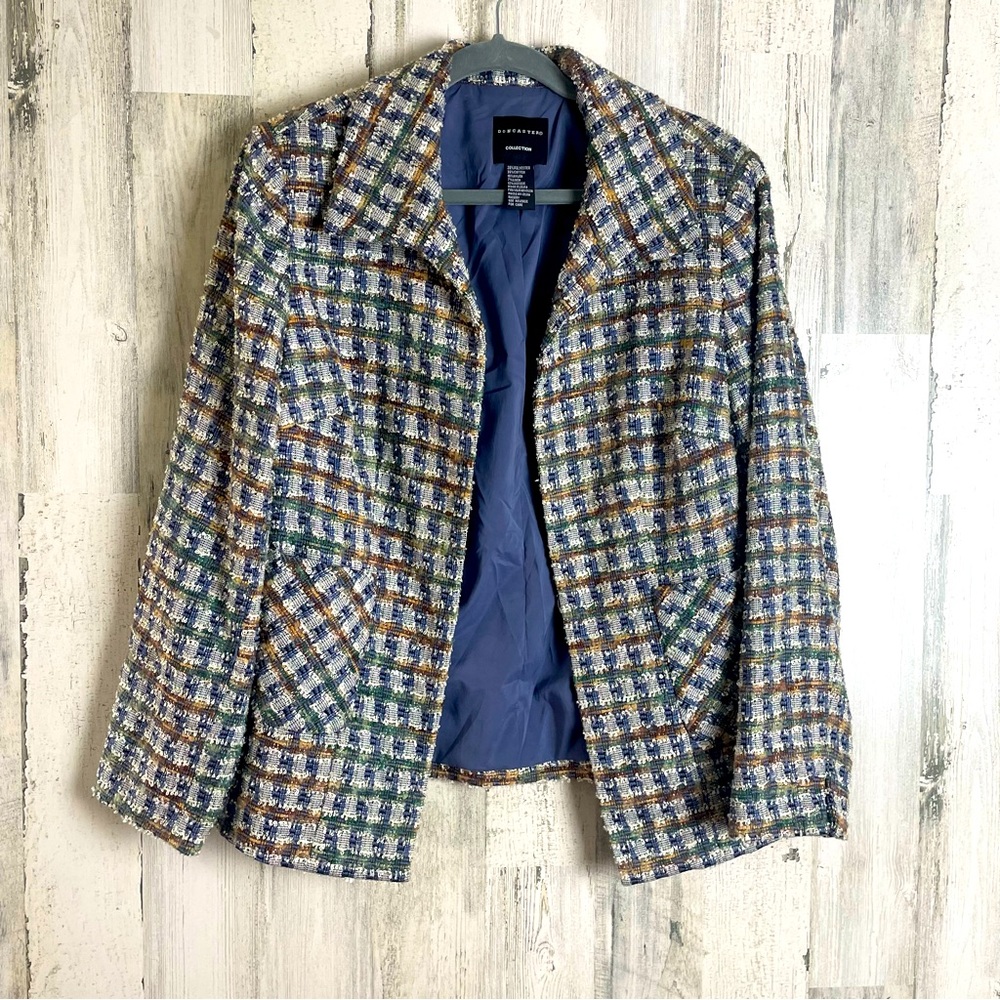 DONCASTER WOMENS OPEN FRONT PLAID BLAZER/JACKET SIZE M